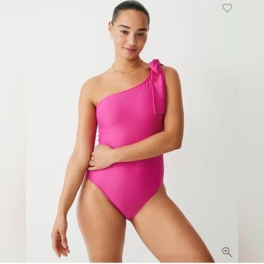 J.Crew Pink Bow Tie One Shoulder One Piece Swimsuit brand new plus size 18 2x‎